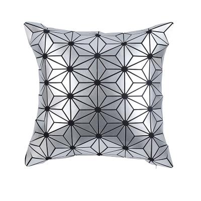 China Anti dust mite the new three-dimensional geometric simple pattern PU pillowcase leather cushion cover for sale