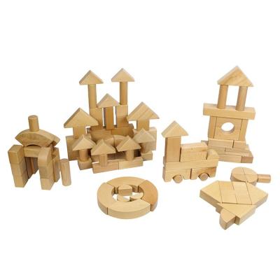 China Construction Toy High-grade Beech Wood Block Set Children Geometrical Stacking Blocks Building Block Set for Home and School for sale