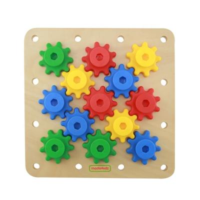 China Plywood and Plastic Wholesale Educational Toys Multi-colored Gear Board Interlocking and Multi-layers Gear Game for sale