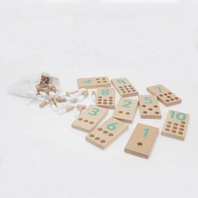 China Wooden Toy 1-10 Number Prime Beech Wood Montessori Learning Board Counting Number Toy With Cloth Bag For Kids for sale