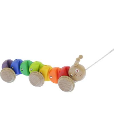 China Factory Direct Selling Beech Wood Toys Wooden Early Learning Toy Pull Along Carpenterworm Infant Play For Toddlers for sale