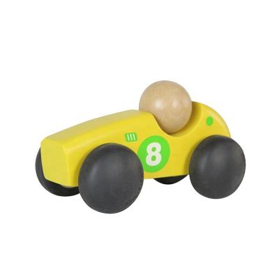 China Beech Wood Infant Car Toys Children Toy Car Cute Small Yellow Wooden Runner for Preschool and Kindergarten for sale