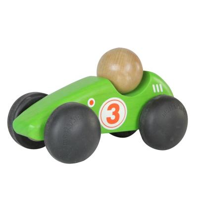 China New Design Beech Wood Baby Toy Car Infant Vintage Racer Wooden Mini Green Car Toy For Children for sale