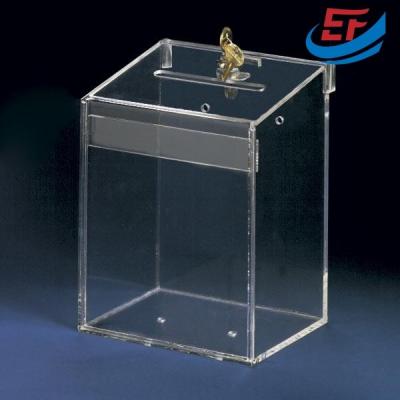 China Transparent Plexiglass Box Lockable Countertop Acrylic Suggestion Box for sale