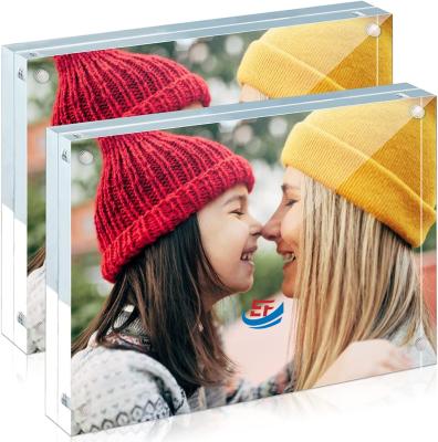 China Double Sided Strong Magnetic Clear Acrylic Square Picture Frames for sale