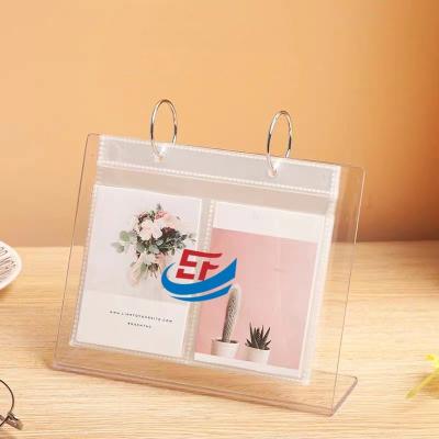 China Simple Design Desktop Home Office Clear Acrylic Calendar Rack With Metal Ring for sale