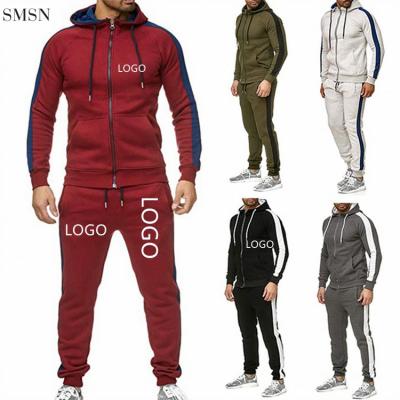 China Custom Logo Long Sleeve Side Stripe Men's Breathable Tracksuit Sets Mens Hoodie and Tracksuit Set Men 2 Piece Set for sale