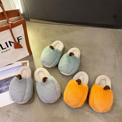 China D12810 Lightweight Pumpkin Patterning Baotou Home Wool Soft Soled Cotton Padded Shoes Winter Indoor Cute Slippers for sale