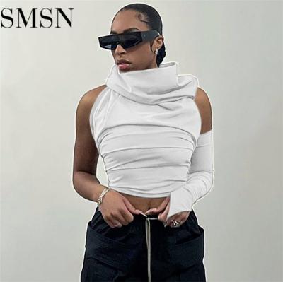 China Anti-Wrinkle Best Seller Waist Neck Split Sleeveless Shirt Blouse Women Tops Long Sleeve T Shirts T-shirt for sale