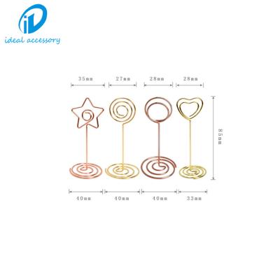 China 2022 Hot Selling Amazon Lowest Price Metal Wholesales Gold Color Heart Shaped Table Photo Holder Card Memu Paper Clips for sale