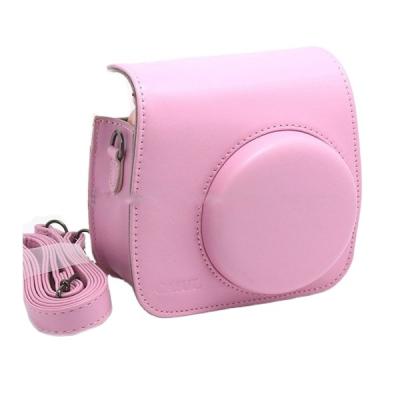 China CAIUL Camera Shoulder Bag Pure Color Fancy PU Leather Shoulder Neck Camera Bag For Fuji Mini8 Camera Flash Pink Color for sale