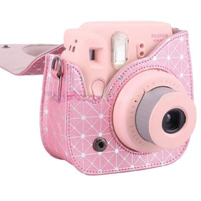 China Fancy Shiny Leather Camera Shoulder Bag Fujifilm Mini8 PU Case Bag For Fuji Instax Mini8 Mini8 Plus Camera With Detachable Shoulder Strap for sale