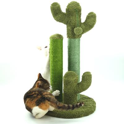 China Good Quality Sustainable Natural Funny Luxurious Sisal Striping Wood Post Funny Cat Tree for sale