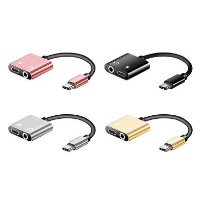 China For Samsung Mobile phone Type-C 2in1 to 3.5mm + Type-C AUX audio charging cable. Headphone Jack USB-C Adapter Splitter for sale