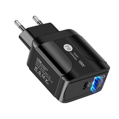 China Mobile Phone 18W PD Type-C USB-C Quick Charger QC3.0 Adapter UK/EU/US Plug For iPhone iPad Samsung for sale