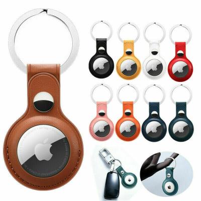 China Shockproof Case For Apple AirTag Case Cover Key Ring Tracker Keychain AirTag Leather Protective Air Tag for sale