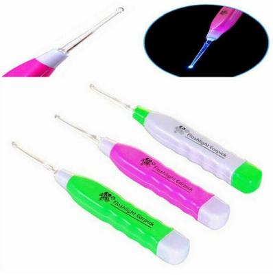 China LED Light Flashlight Earpick Ear Wax Remover Tweezers Earpick Cleaner Curette 13.5cm x 1.5cm x 1cm. for sale