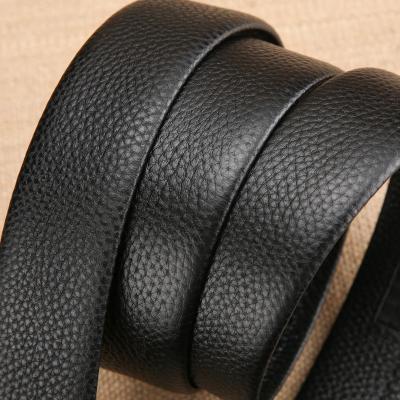 China Automatic Cowhide Buckle Belt Lychee Pattern Hemming Top Layer Cowhide Leather Belt Men's Business for sale