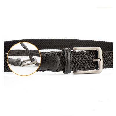 China Elastic quick release braided polyester fabric adjustable waist belt with metal buckle for man and women for sale