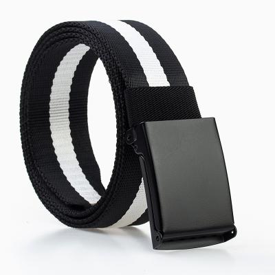 China BatchFlip small alloy quick release comfortable and durable customized casual belt striped fashion nylon fabric belt for sale