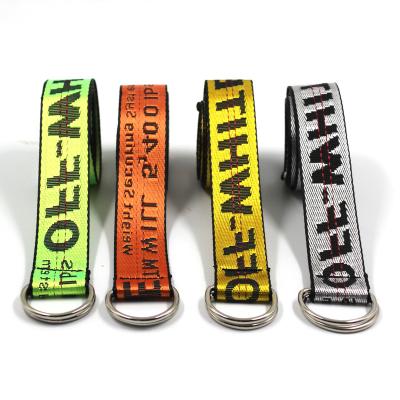 China Comfortable Custom Famous Name Brand Belt White -Yellow Cloth Woven Belts With Logo for sale