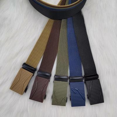 China Durable Custom Logo Plastic Buckle Adjustable Strap Flat Nylon Webbing Military Belt For Outdoor for sale