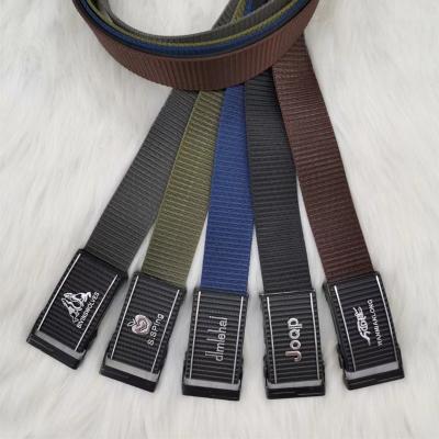 China High Quality Durable Military Logo Casual Decoration Metal Buckle Adjustable Webbing Flat Nylon Belt For Outdoor for sale