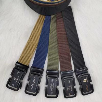 China Men's Army Durable Tactical Military Outdoor Woven Fabric Web Nylon Belt With Plastic Buckle Laser Logo for sale