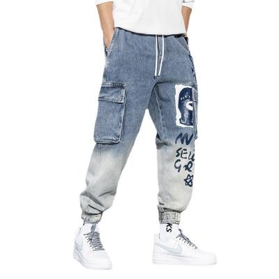 China Straight-Leg Casual Cotton Fashion Mens Multi Pocket Pencil Pants Trousers Jeans for sale