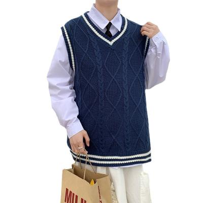 China Student V-Neck Pullover Vest Junior Solid Warm Sweater Knitted School Uniform for sale