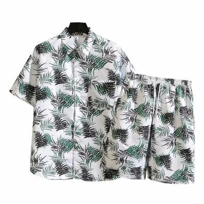 China Hawaiian Short Sleeve Shirt Beach Pants Set Anti-pilling Floral Short Sleeve T-Shirt for sale