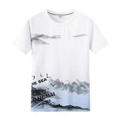 China 2021 New Anti-wrinkle Printing Men's Short Sleeve Tees Shape Slim Fit Round Collar T-shirt for sale