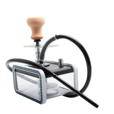 China Eco-Friendly NO MOQ Wholesale Cheap German Charcoal Acrylic Hookah With Lighter Hookah Set Shisha-hookah Led Square for sale