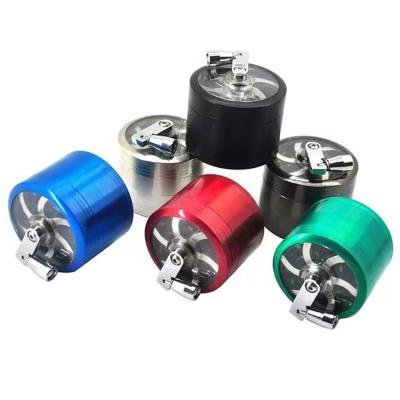 China Eco-Friendly NO MOQ Hand Metal Herb Grinder Crank Herb Grinder With Lid Costom Magnetic Herb Grinder for sale