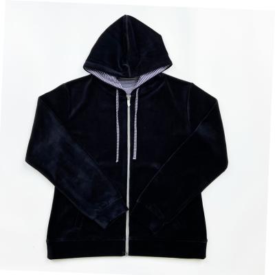 China Hot Selling Anti-shrink Fashionable Velvet Ladies Loose Top Selling Hooded Jacket for sale