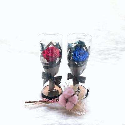 China Holiday decoration & Gift Eternal Flower Preserved Rose Long Lasting 3 Years Preserved Real Roses Flower In Glass Dome for sale