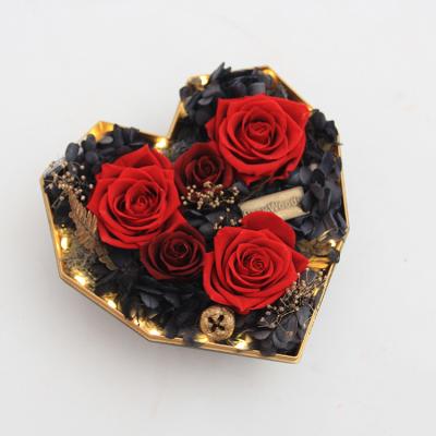 China Real Touch Real Preserved Roses Box Wholesale Roses Preserved Box Durable For Gift for sale