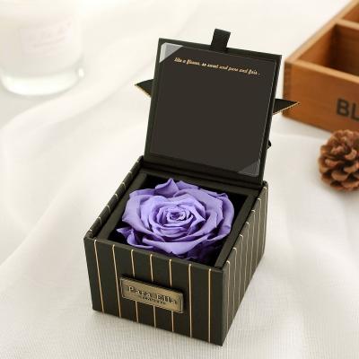 China Festival Decoration Party Cheap Stabilized Real Touch Preserved Flower Rose Head 4-5cm 5-6cm With Box Silk Eternal Life for sale