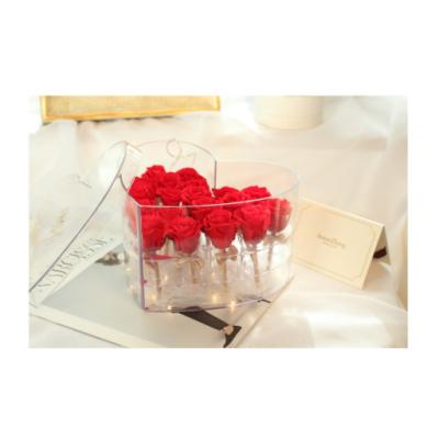 China Preserved Roses Head Stem 100% Handmade Acrylic Preserved Roses Flower Gift Box For Mother's Day Gifts for sale