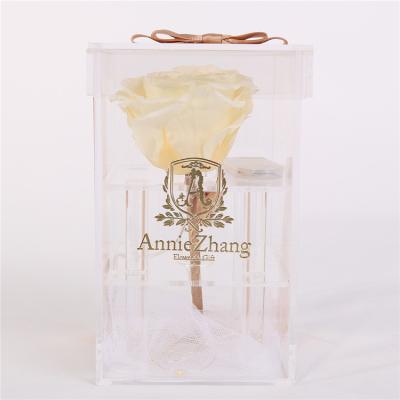 China Environmental Protection Green Christmas Preserved Eternal Roses In Rose Box Eternal Tiny Acrylic Rose for sale