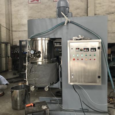 China Liquid With Solids Raw Materials Adhesive Chemical High Viscosity Planetary Mixer Discharge Machine Hanging Track Hydraulic Transmission for sale