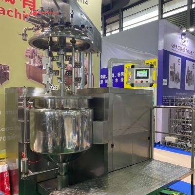 China Liquid With Solids Cosmetics Raw Material Processing Equipment Emulsification Homogenizing Machine Hanging Chemical Heating for sale