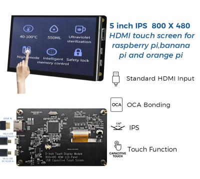 China 800x480 Resolution 5 Inch HDMI Display For Raspberry Pi  Clear Image for sale