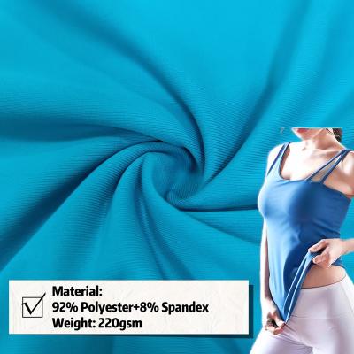 China Stretch High quality Soft Plain Elastic T-shirt Fabric Breathable single jersey  92% Polyester 8% Spandex swim lining sport wear fabric for sale