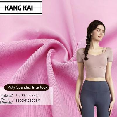 China Anti Pill Good quality Soft Skin-friendly  Stretchy 78% Polyester 22% Spandex Matt Interlock Yoga Pants Yoga Vest fabric for sale