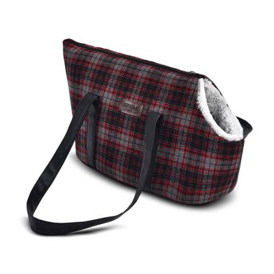 China New Type Lattice Fashion Style Dog Handbag Pet Travel Sale Waterproof Well Bag Red for sale