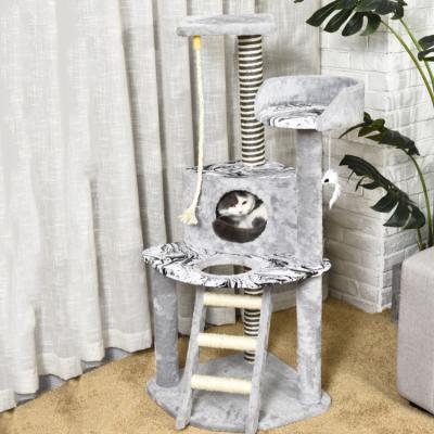 China 2021 Viable New Design Large Cat Tree House Tower Luxury Gray Cat Scratch Tree Customized Cat Tree for sale