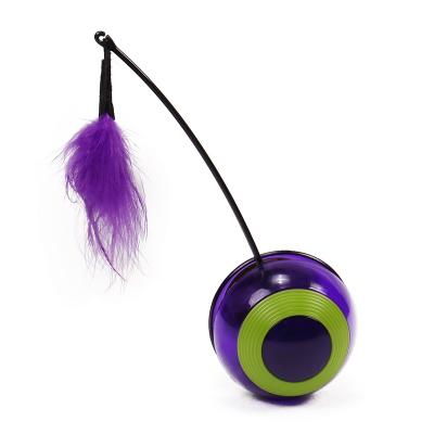 China Sustainable Led Rocker Ball Toy Feather Cat Toy With Led Light &Sound , Smart Cat Toy for sale