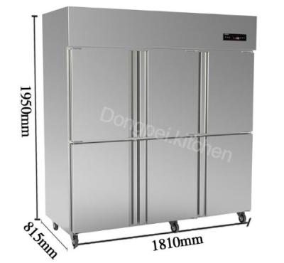 China Double-temperature commercial refrigerator equipment 6 door refrigerator kitchen refrigerator for sale