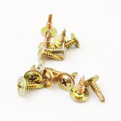 China Truss Modify Truss Head Cross Recess gold Zinc Plated Self Drilling Screw for sale